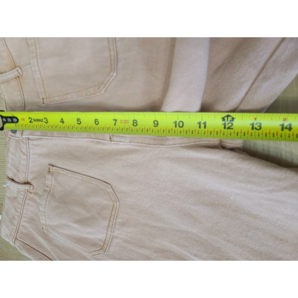Umgee Wide Leg Pants Women Large Peach Pink Raw Hem High Rise Denim - Picture 7 of 11